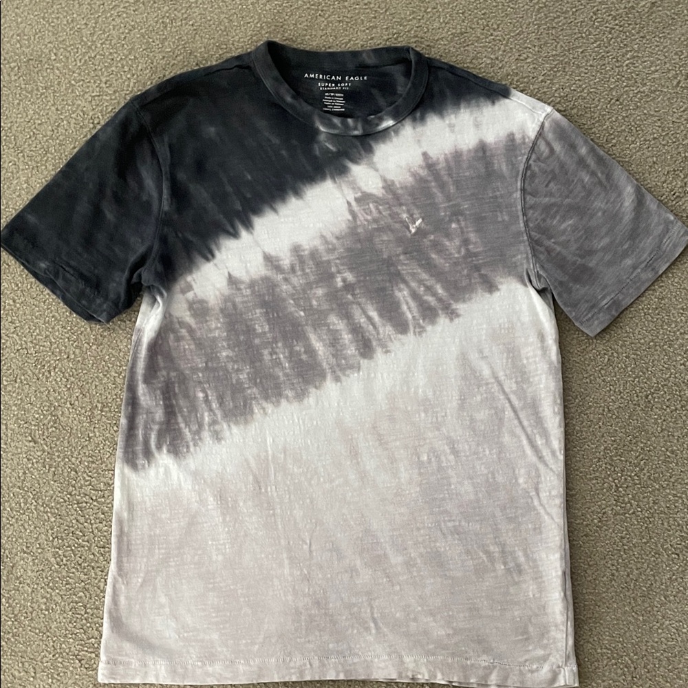 American Eagle Outfitters Men's Short Sleeve Tie-Dye Tee - Black and Gray